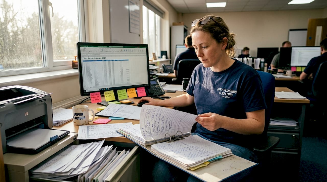 Plumber handling fragmented job records