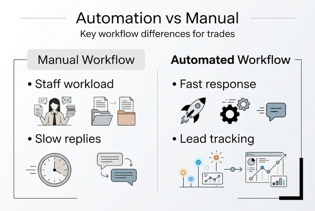Infographic comparing manual and automated workflows