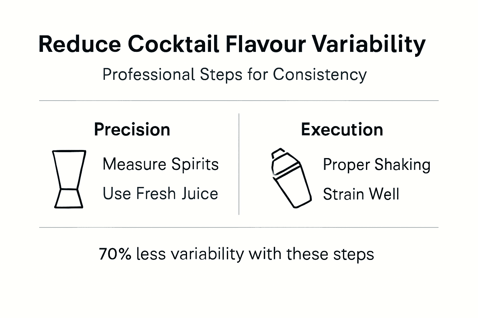 Infographic showing key steps for consistent cocktails
