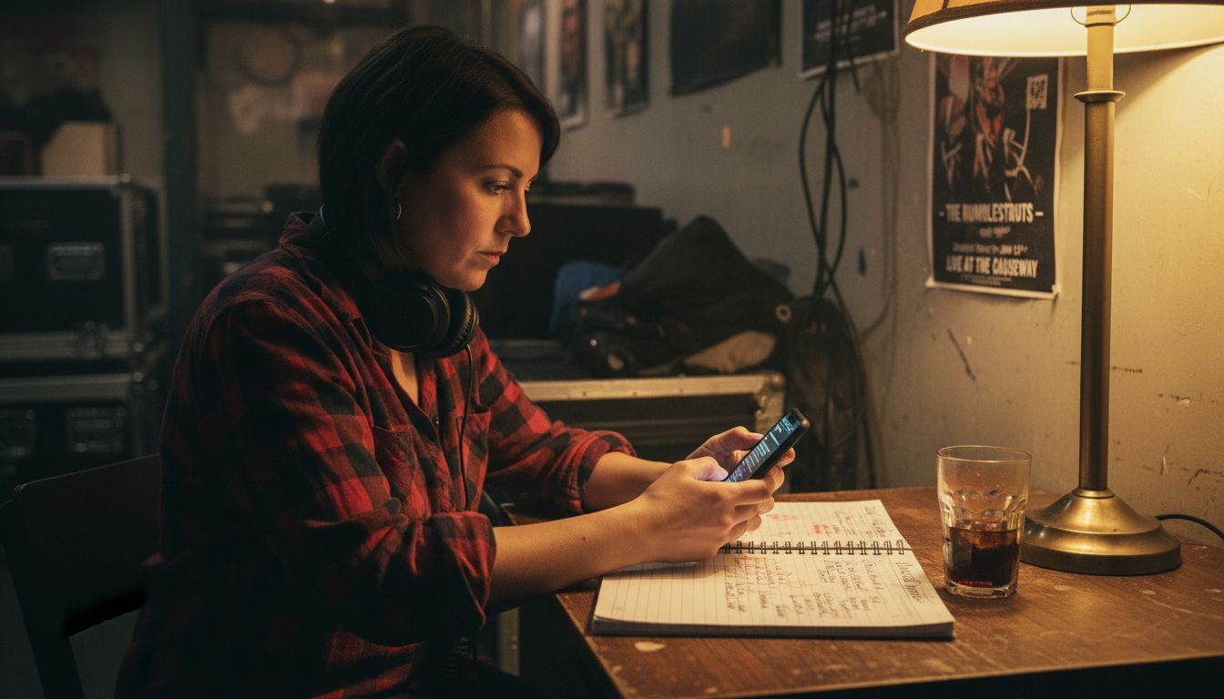 Woman texting artist for event confirmation