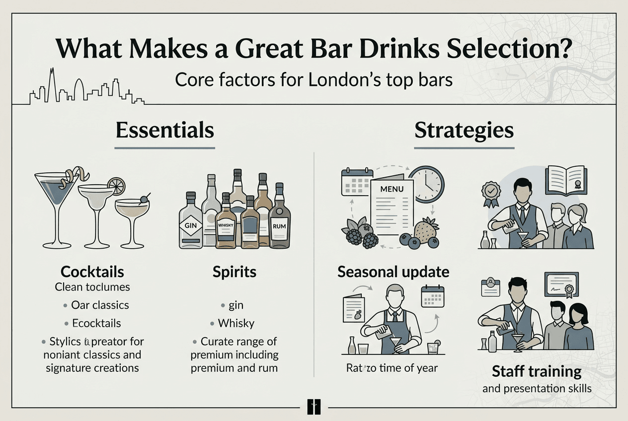 Infographic showing key bar drinks selection factors