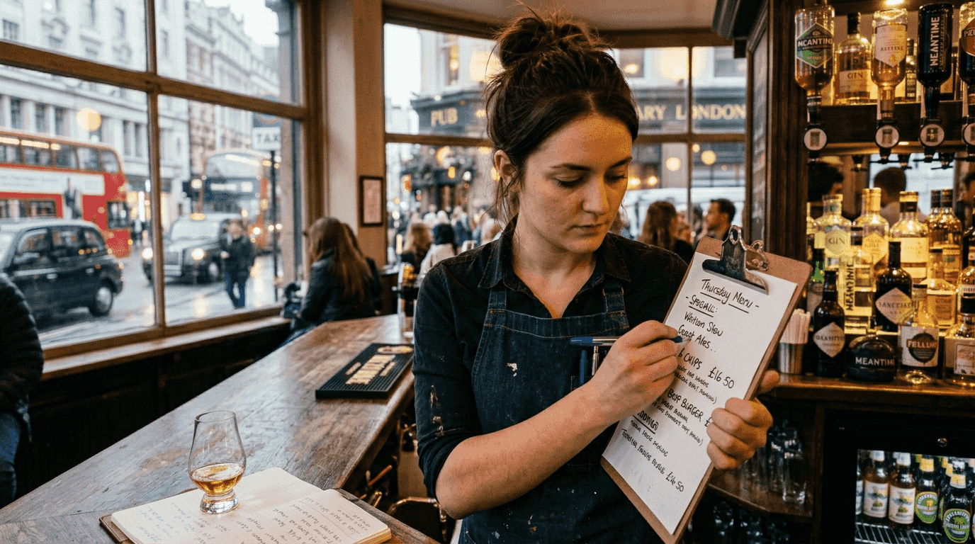 Bar manager reviewing drinks selection process