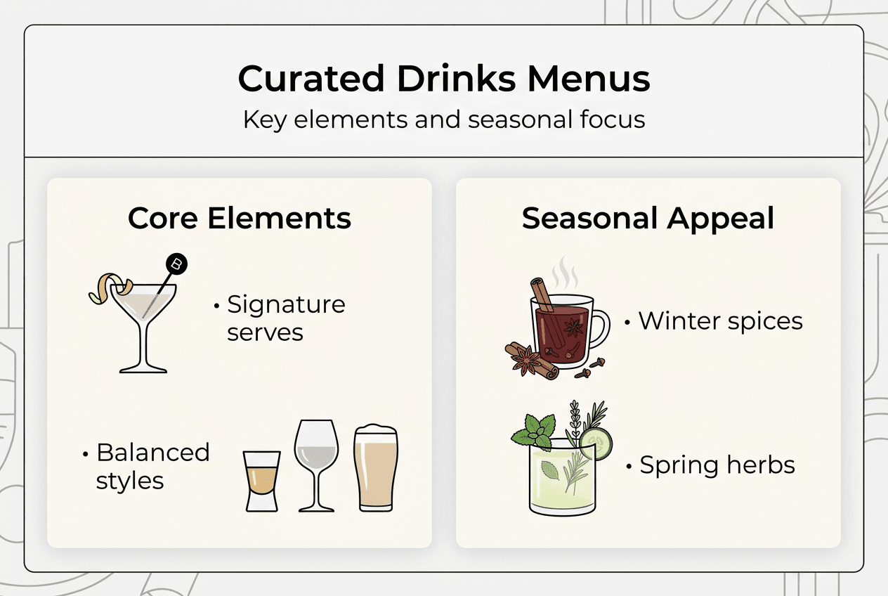 Infographic on curated drinks menu essentials