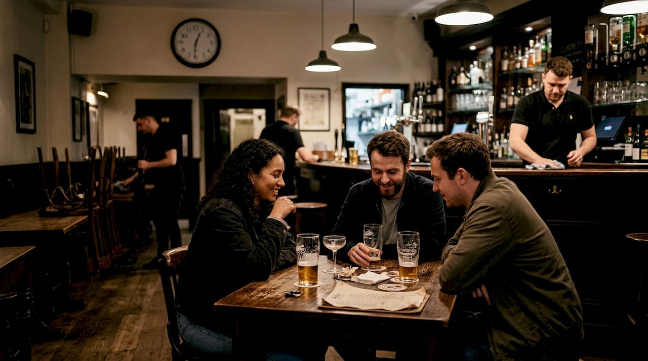 Bar patrons during late night closing
