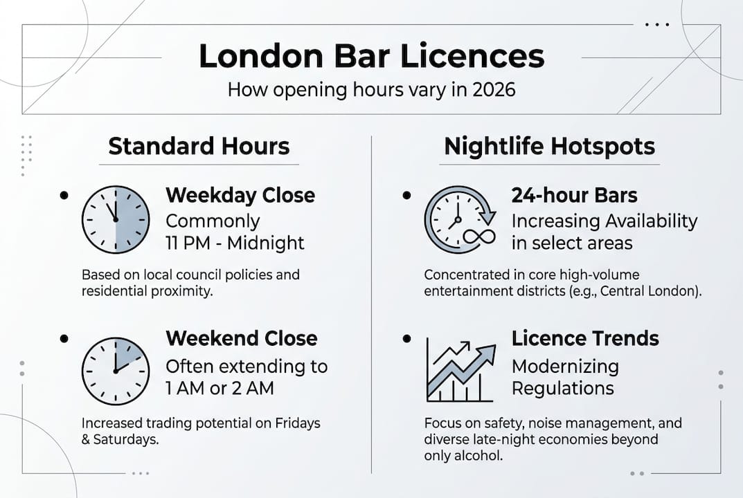 Infographic showing London bar licence hours