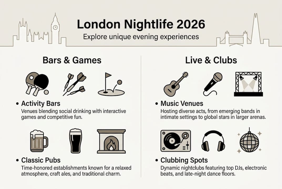 Infographic of London nightlife venue types