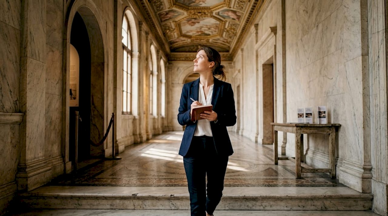 Planner touring historic London venue hall