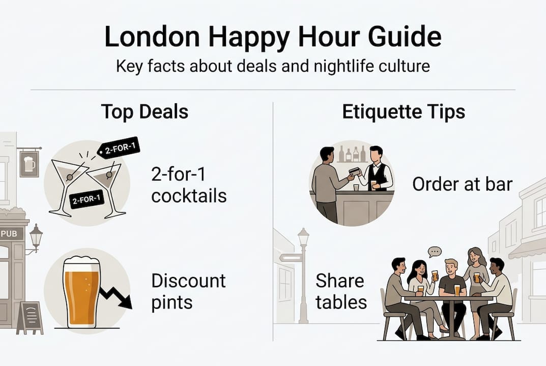 Infographic on London happy hour deals and etiquette