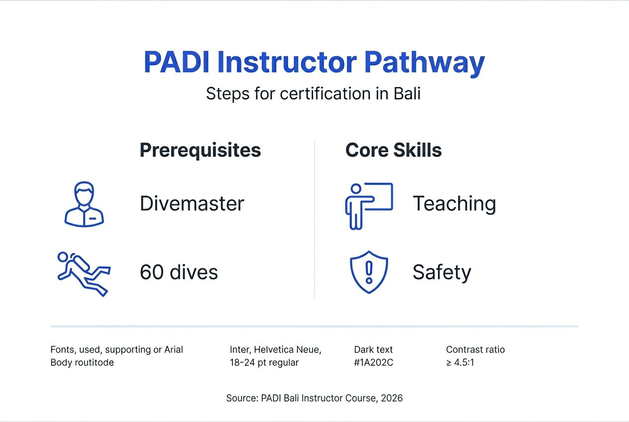 Infographic PADI instructor pathway Bali