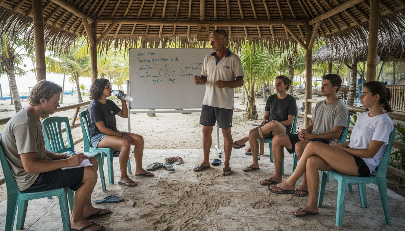Dive group during Bali safety briefing