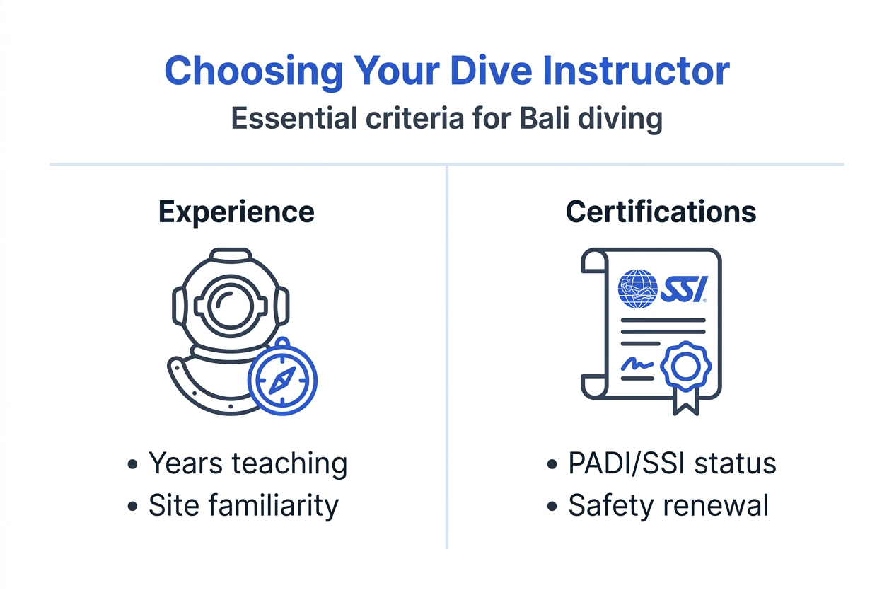 Infographic on key dive instructor criteria