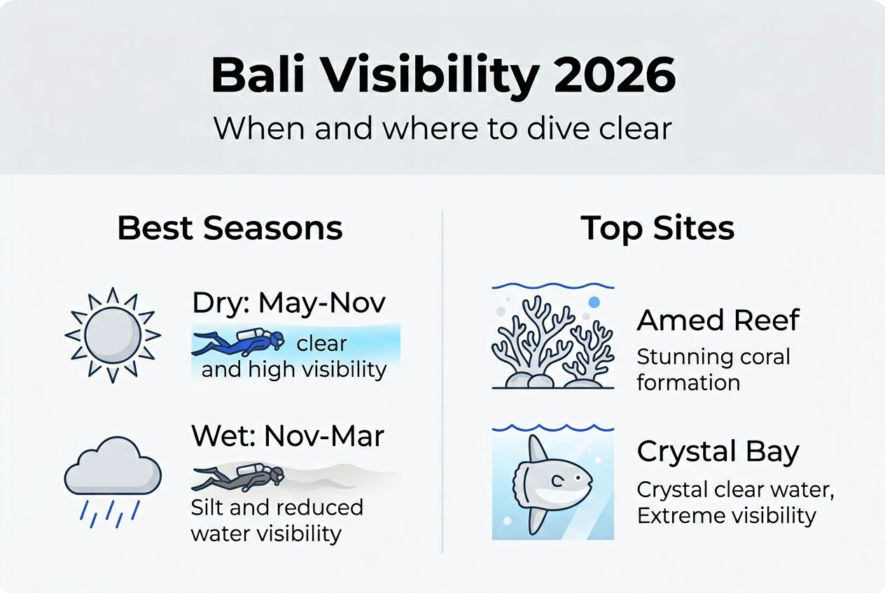 Infographic on Bali underwater visibility highlights