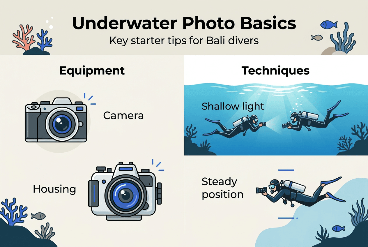 Infographic for Bali underwater photo basics