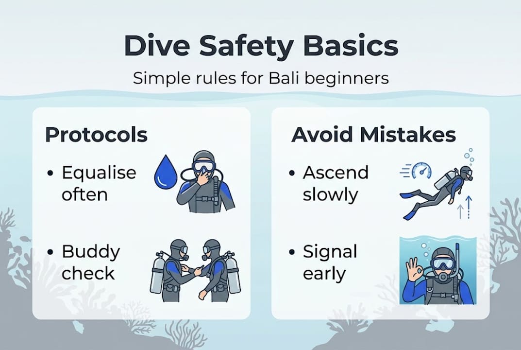Infographic with Bali dive safety tips