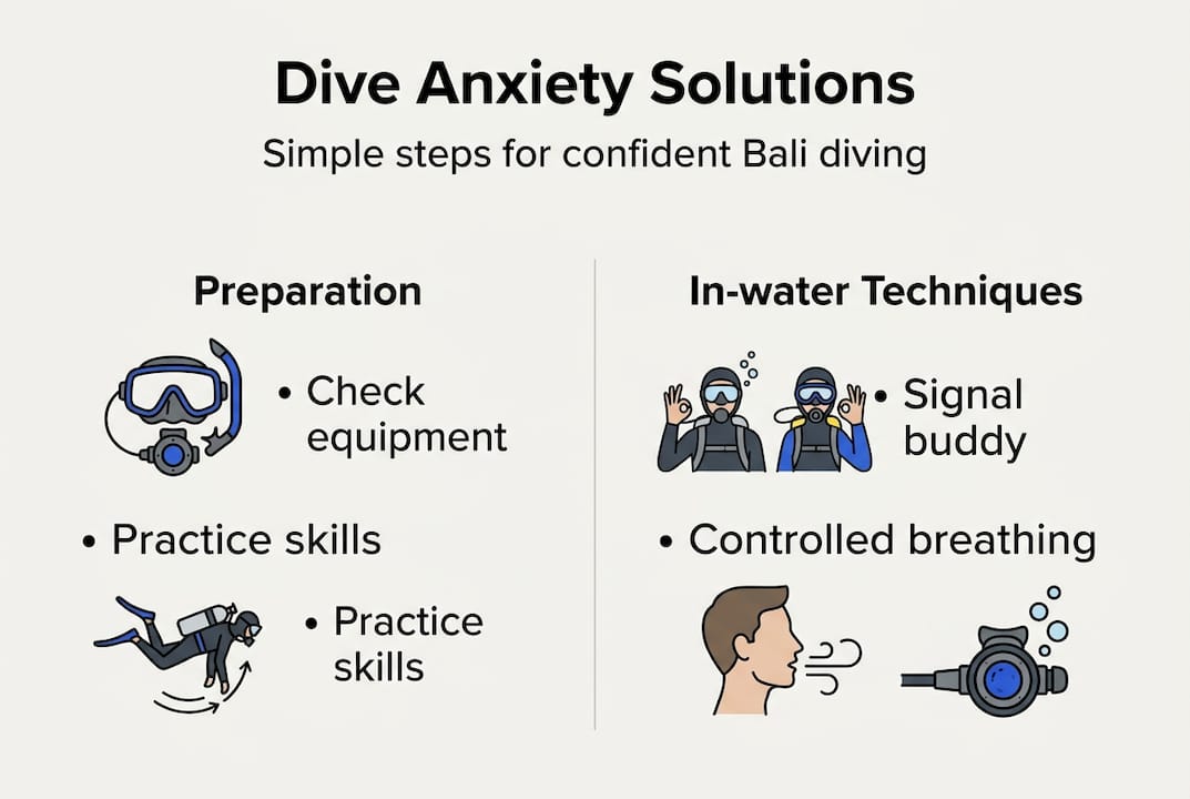 Infographic showing dive anxiety solutions