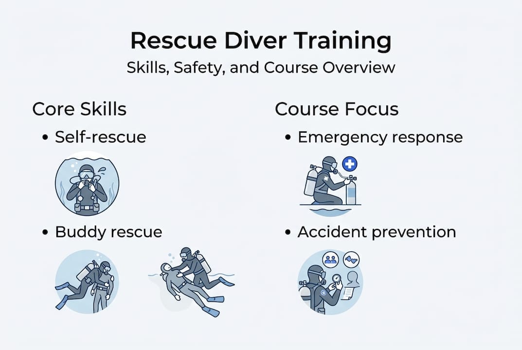 Infographic showing rescue diver skills overview