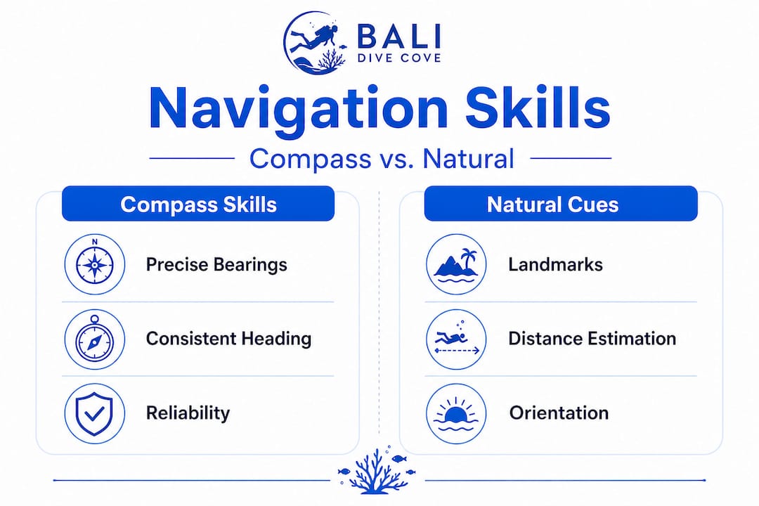 Infographic comparing compass and natural navigation