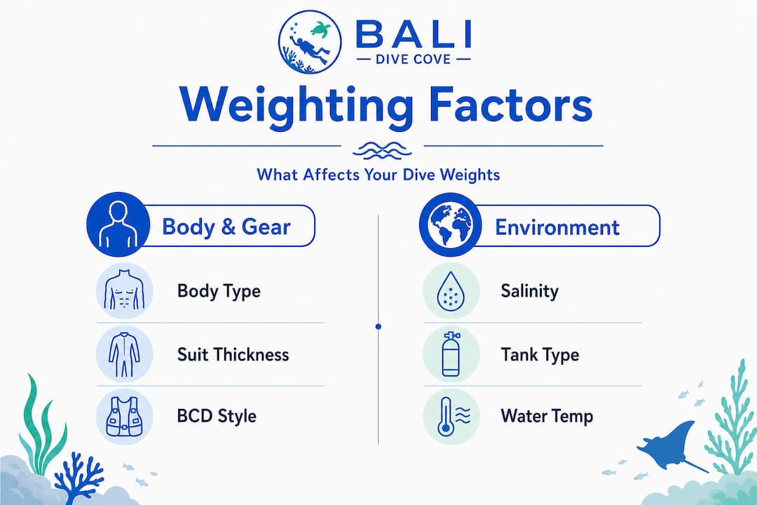 Infographic comparing dive weighting factors