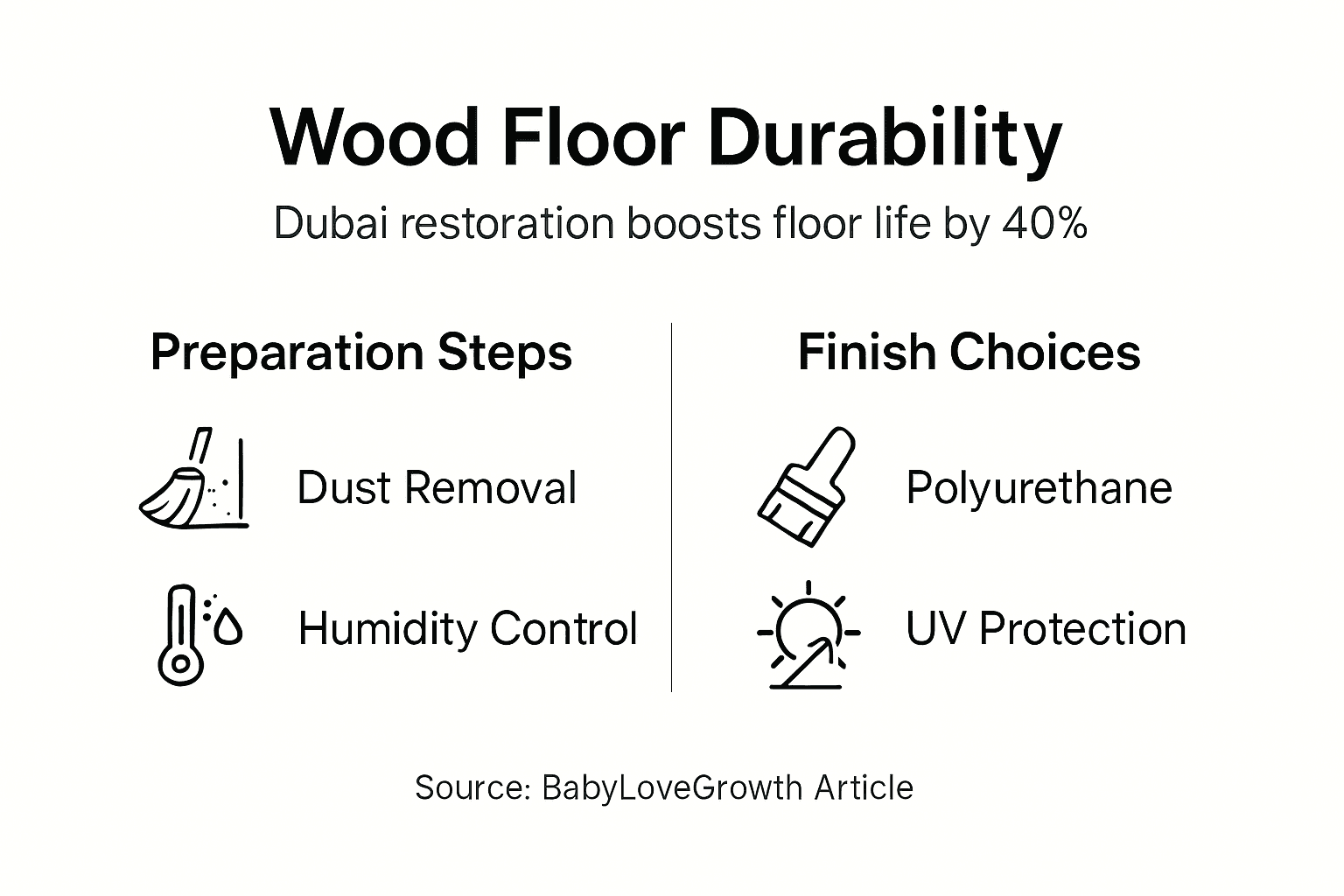 Infographic showing durability tips for wood floors