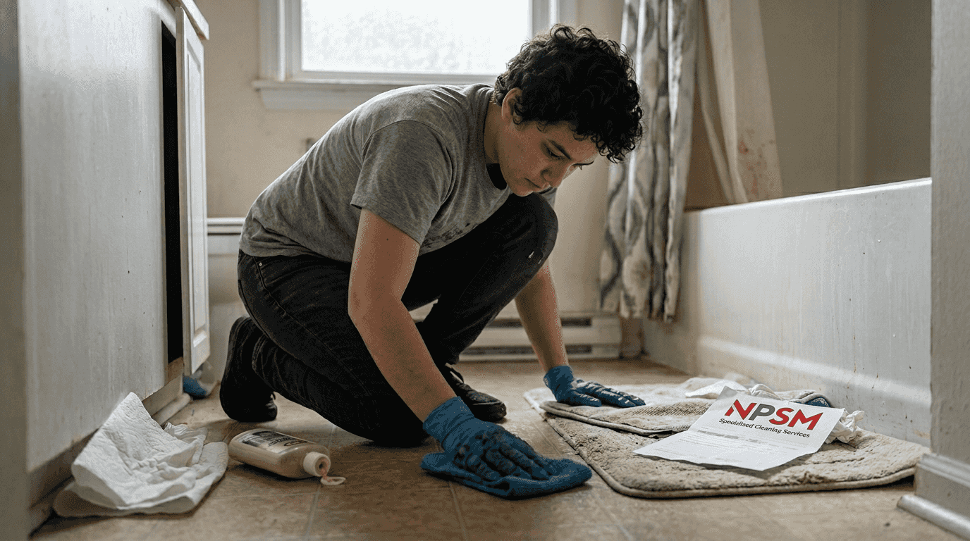 DIY polishing vinyl floor in small bathroom