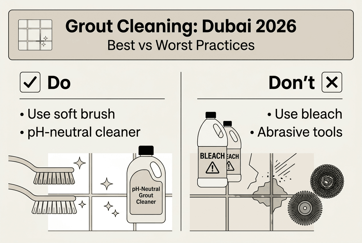 Infographic with grout cleaning dos and don'ts