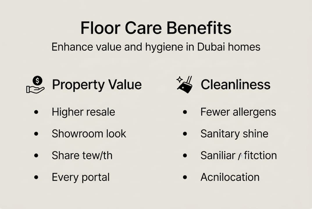 Infographic showing floor care benefits in Dubai