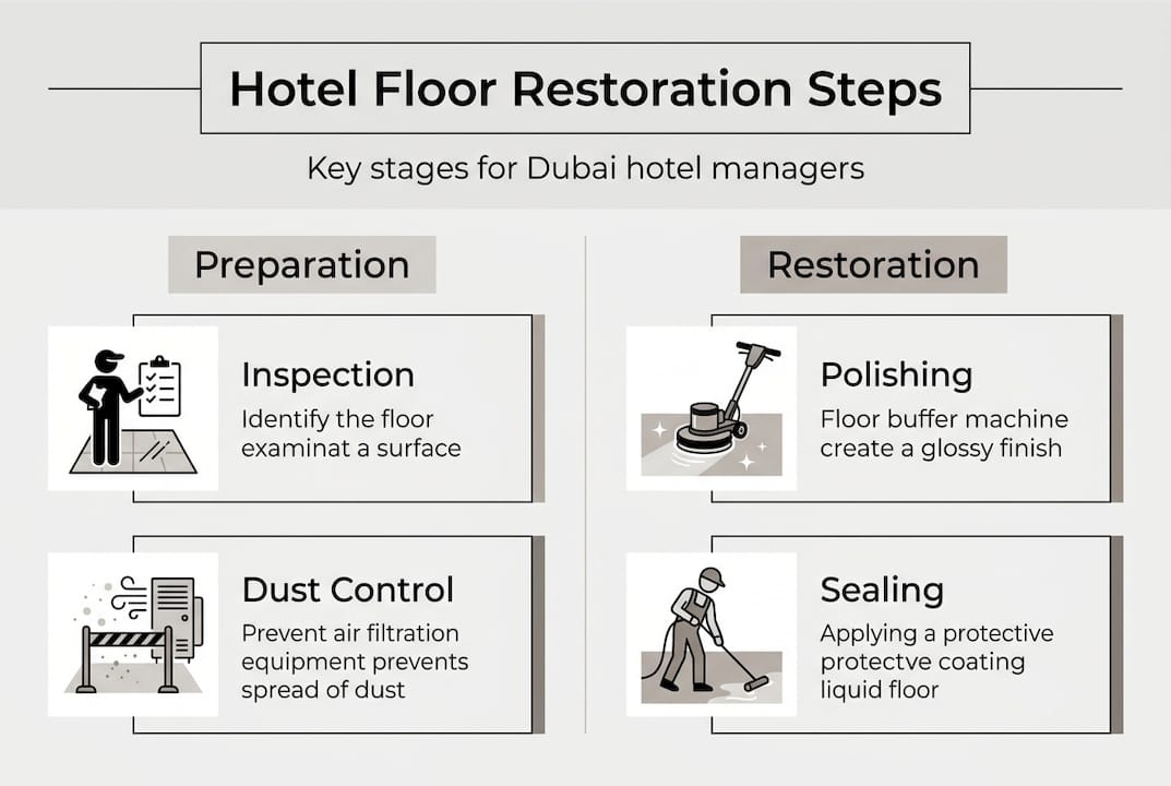 Infographic on hotel floor restoration stages