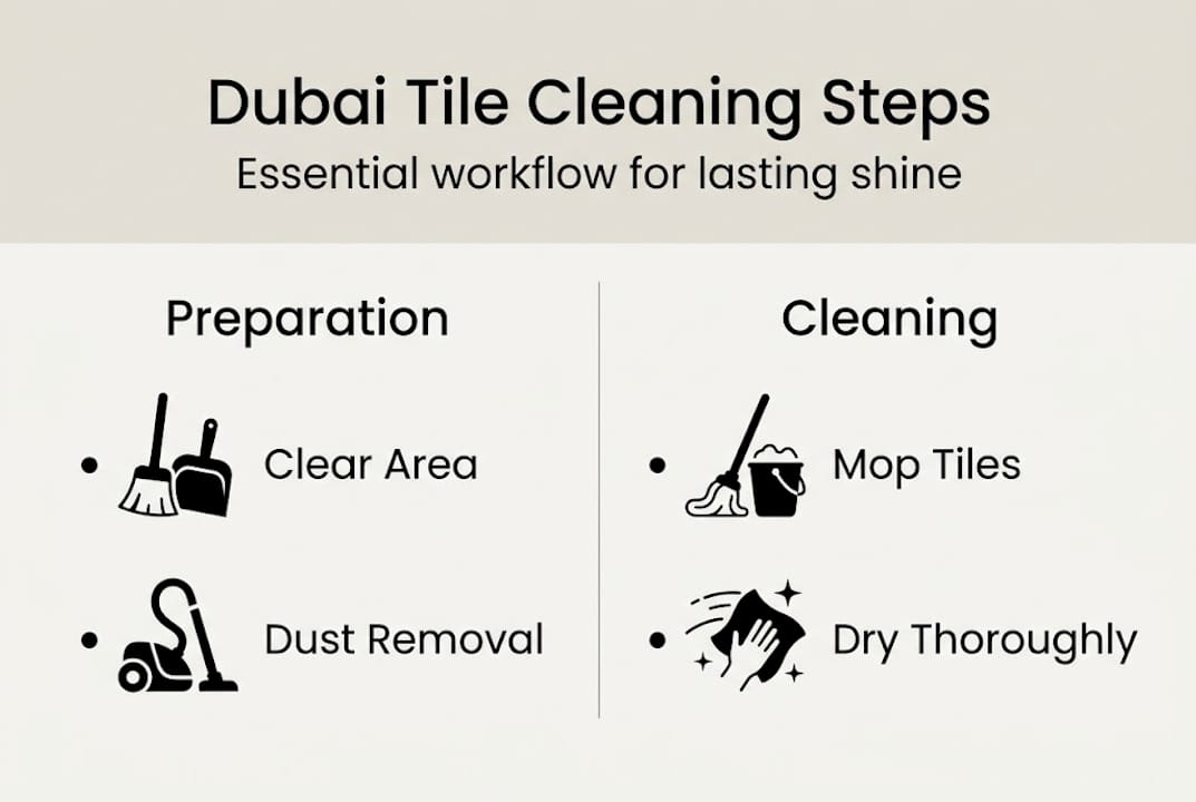 Infographic of Dubai tile cleaning workflow