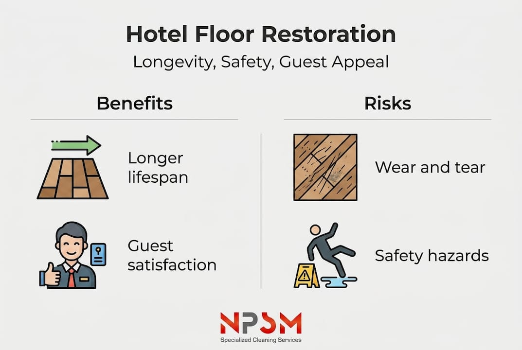 Infographic hotel floor restoration benefits and risks