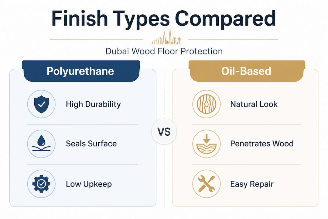 Infographic comparing wood floor finish types