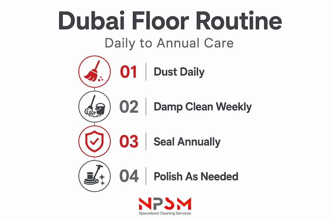 Infographic Dubai floor care routine steps