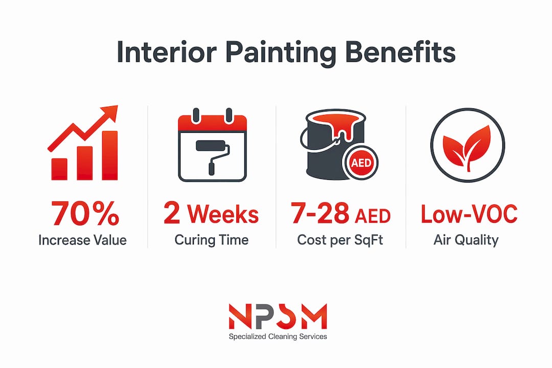 Infographic showing key benefits of interior painting