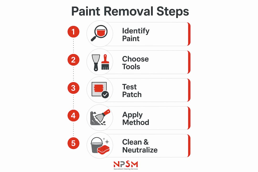 Step-by-step infographic for paint removal process