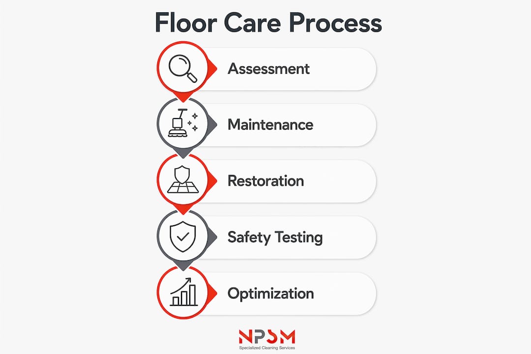Infographic of facility floor care steps