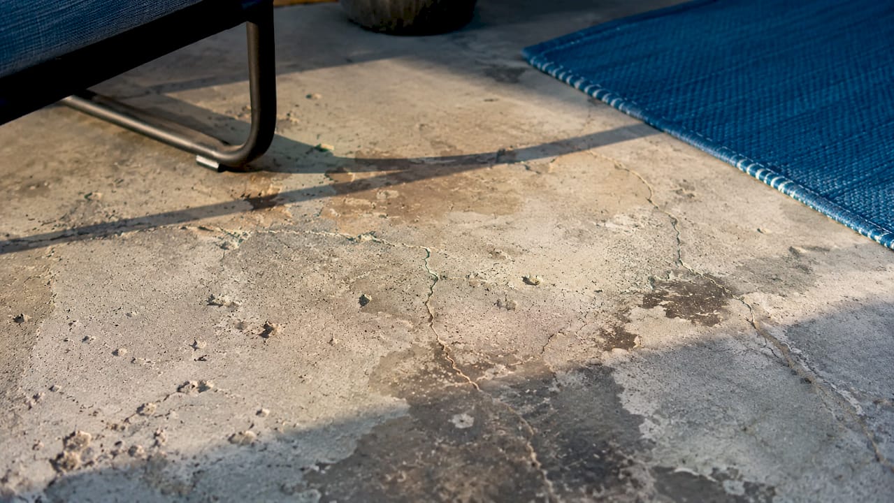 Close-up of defective wooden flooring details