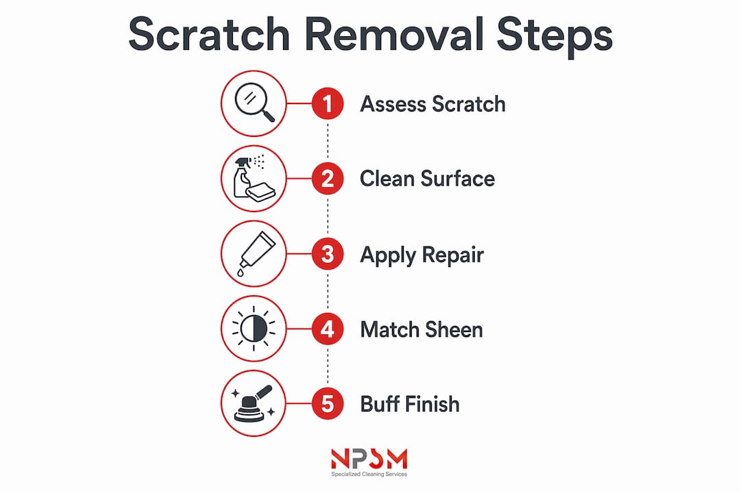 Infographic of floor scratch removal steps