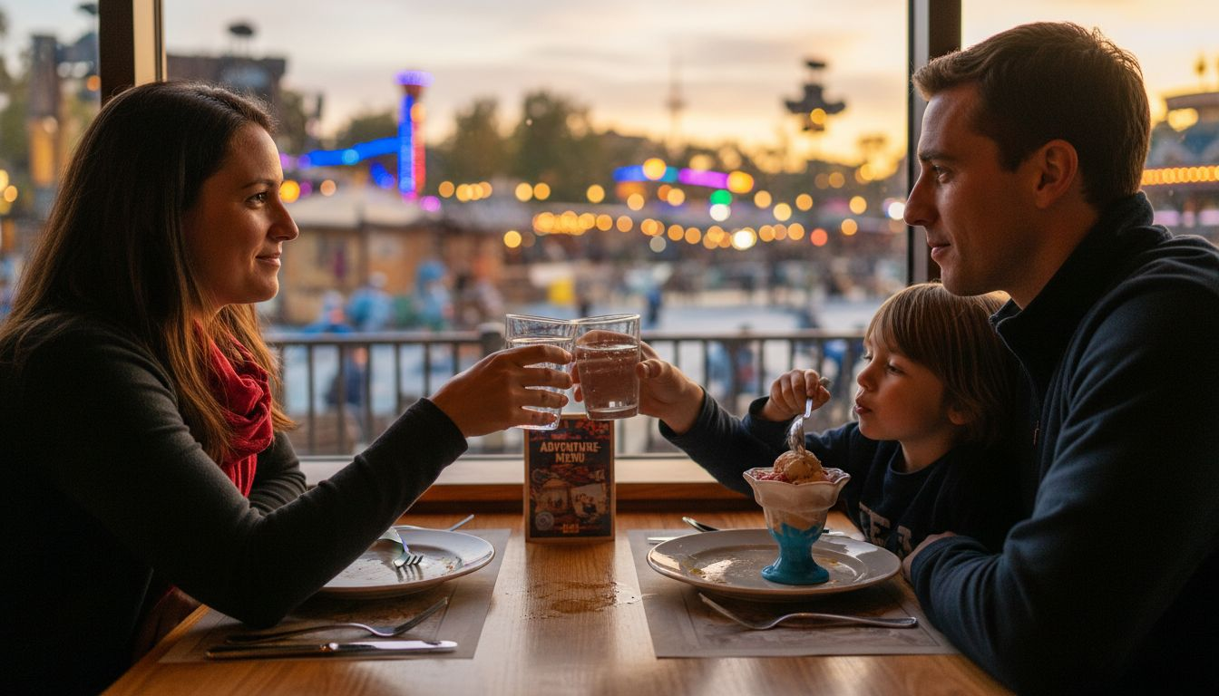Genießen Sie ein Essen mit atemberaubendem Ausblick im Disney Park.