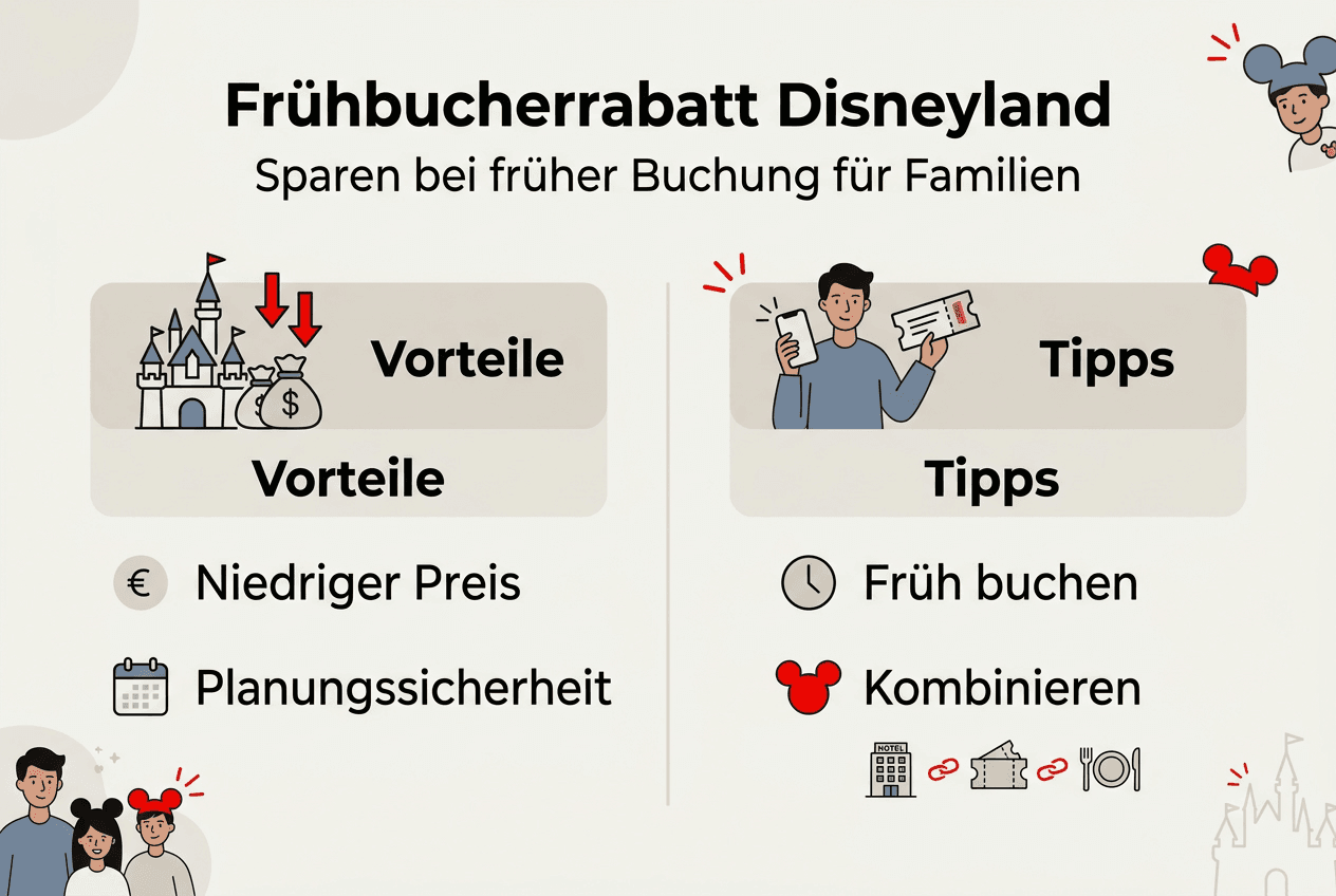 Schlichte Infografik: So sichern Sie sich den Frühbuchervorteil für Disneyland