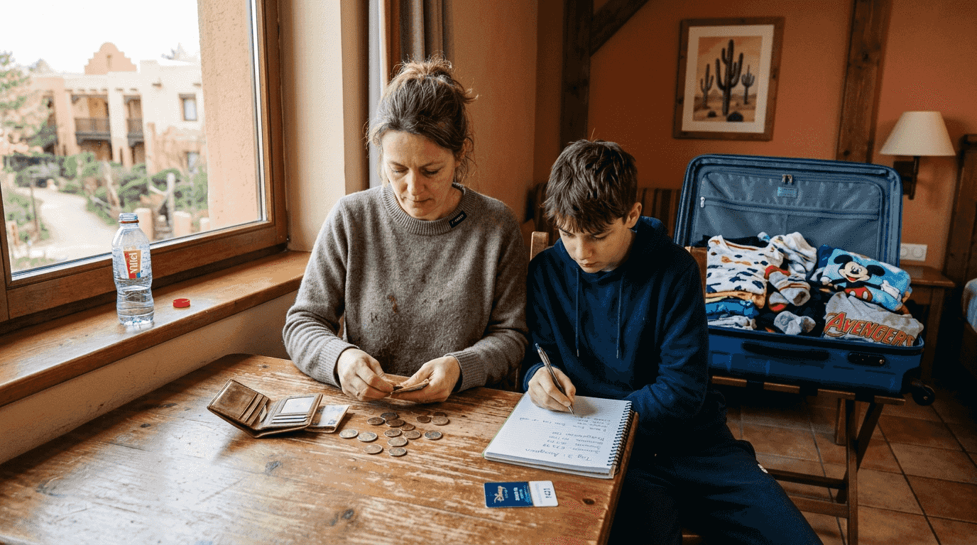 Familie überlegt, wie sie im Disney-Hotelzimmer Geld sparen kann
