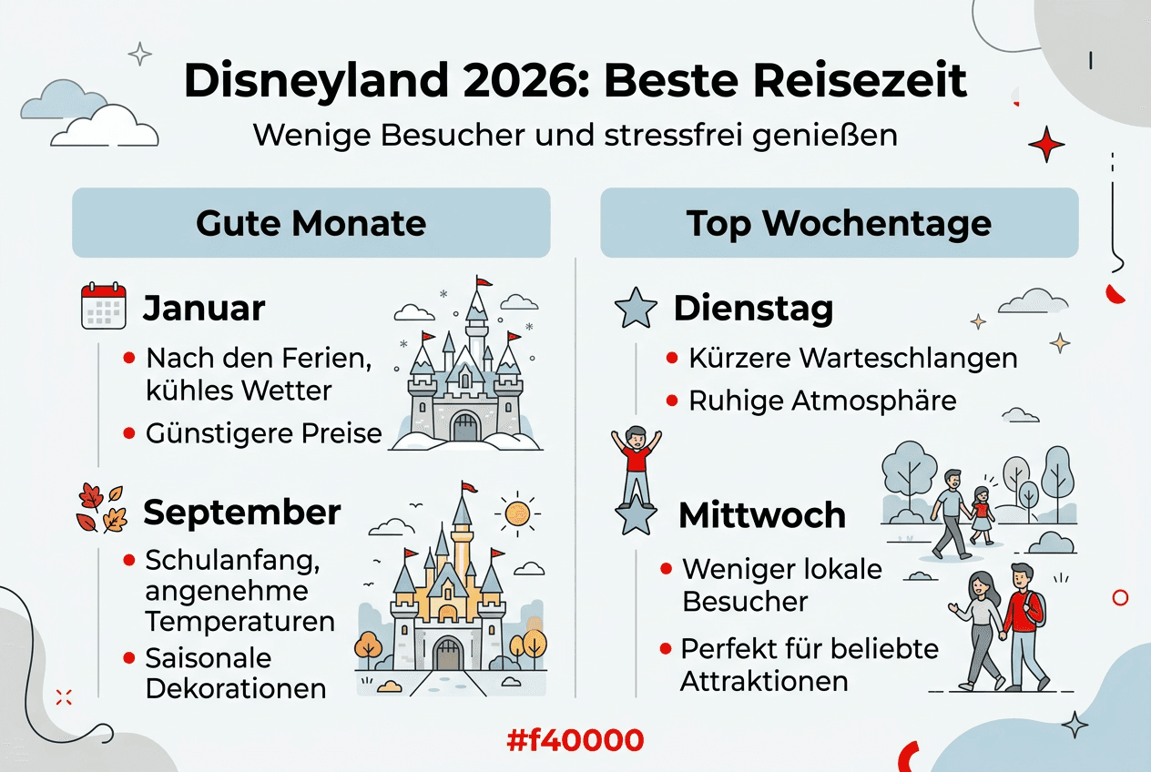 Unsere Infografik verrät, wann sich ein Besuch im Disneyland am meisten lohnt.