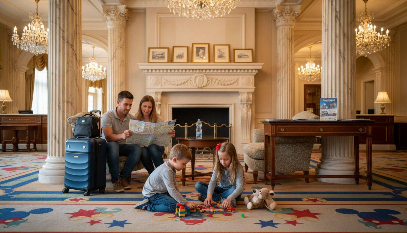 Die Familienlobby im Disneyland Hotel – ein Ort, an dem sich Eltern und Kinder rundum wohlfühlen können