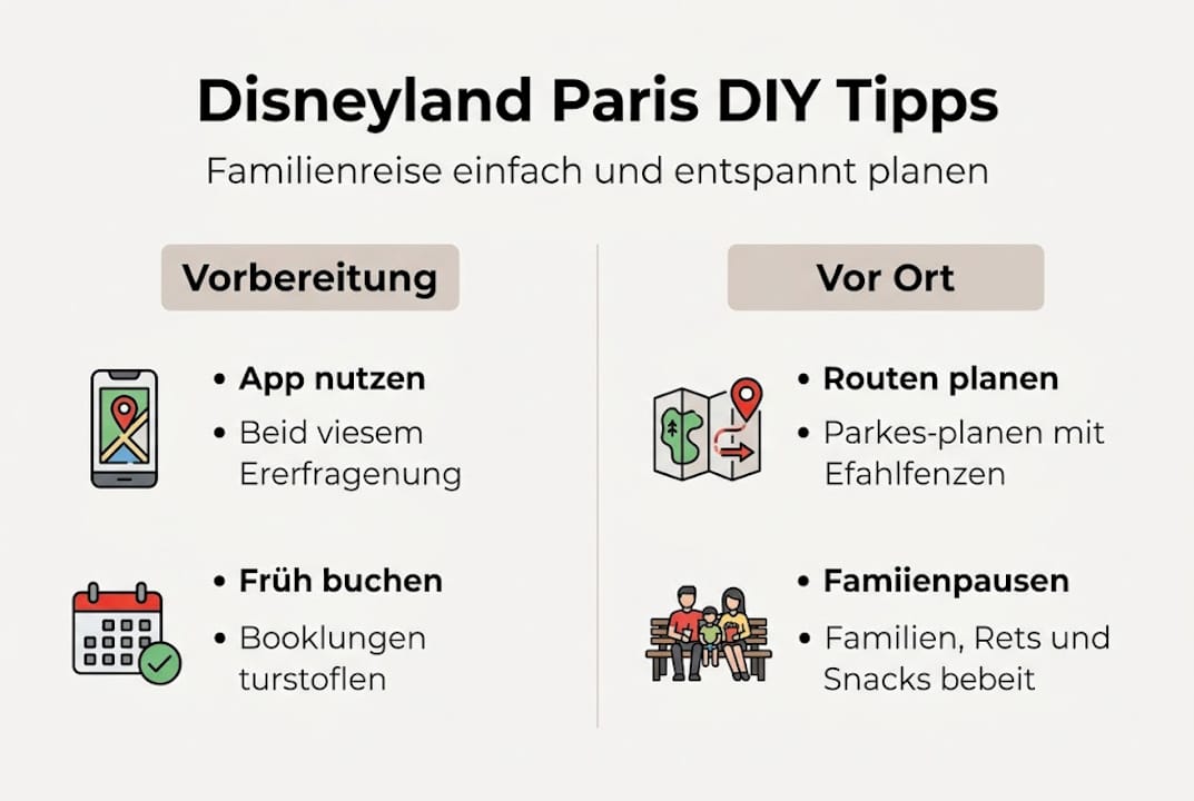 Infografik: So planst du euren Familienausflug nach Disneyland Paris – Tipps und Tricks für die perfekte Vorbereitung