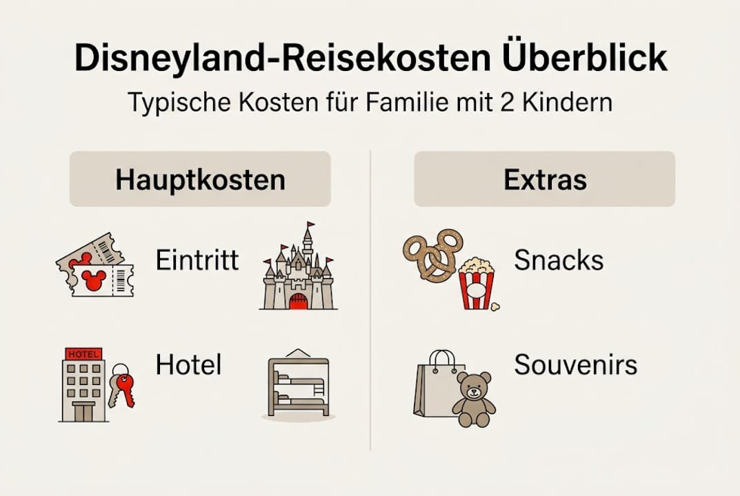 Diese Infografik gibt einen anschaulichen Überblick über die Kosten einer Disneyland-Reise.