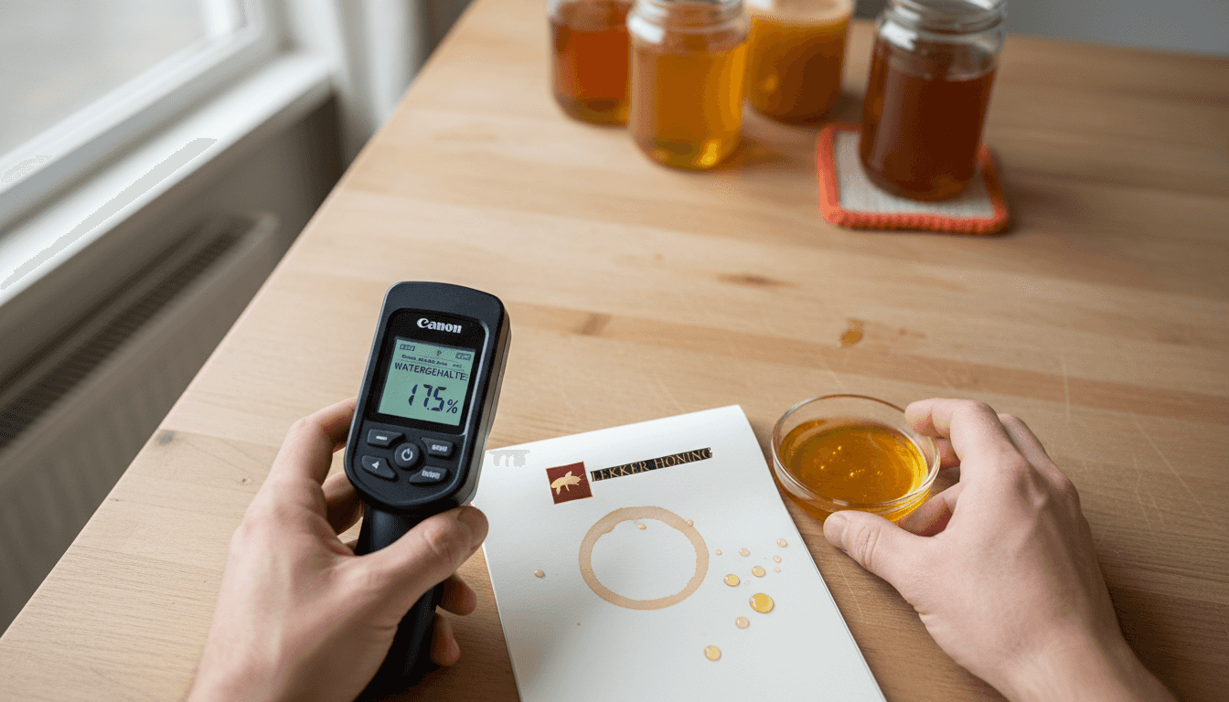 Zelf het vochtgehalte van honing meten aan de keukentafel
