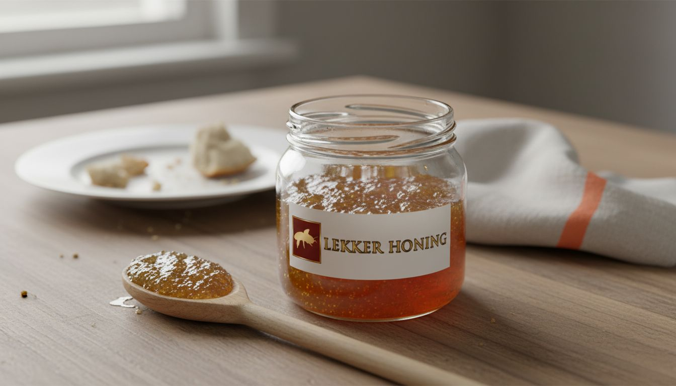 Honing die is gekristalliseerd, verpakt in een glazen pot