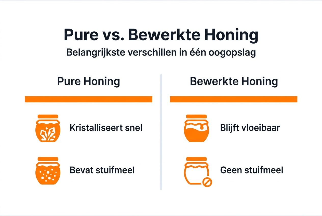Infographic: wat is het verschil tussen pure en bewerkte honing?