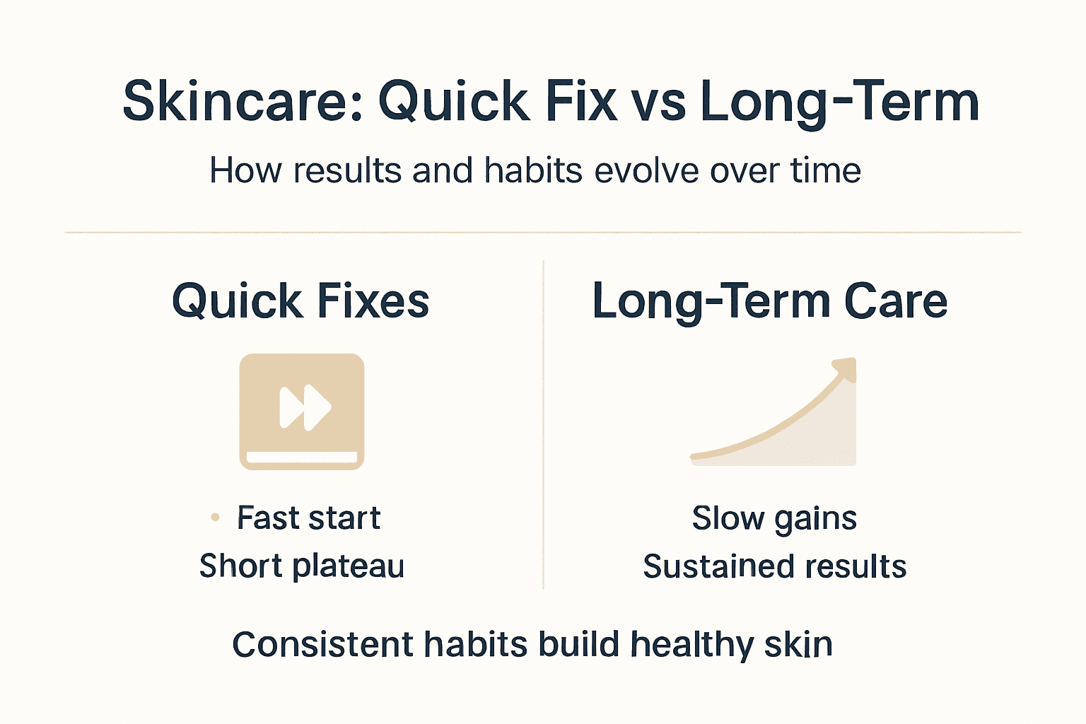 Infographic quick fix versus long-term skincare
