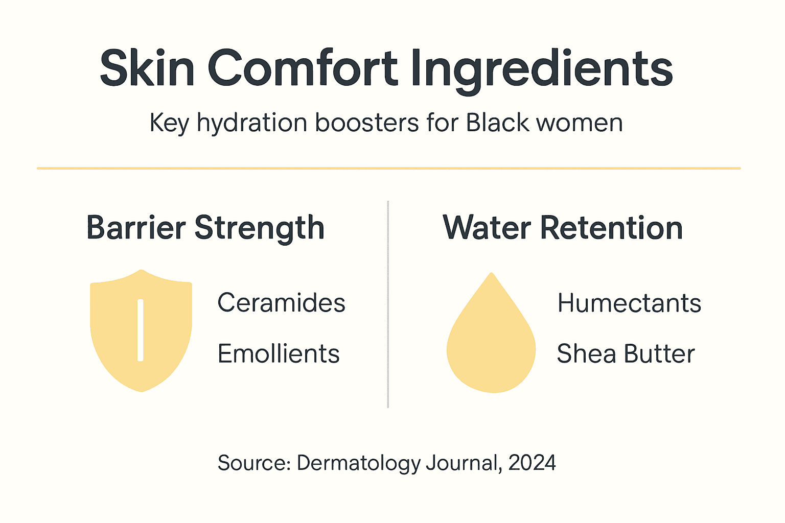 Infographic of hydration ingredients for skin comfort