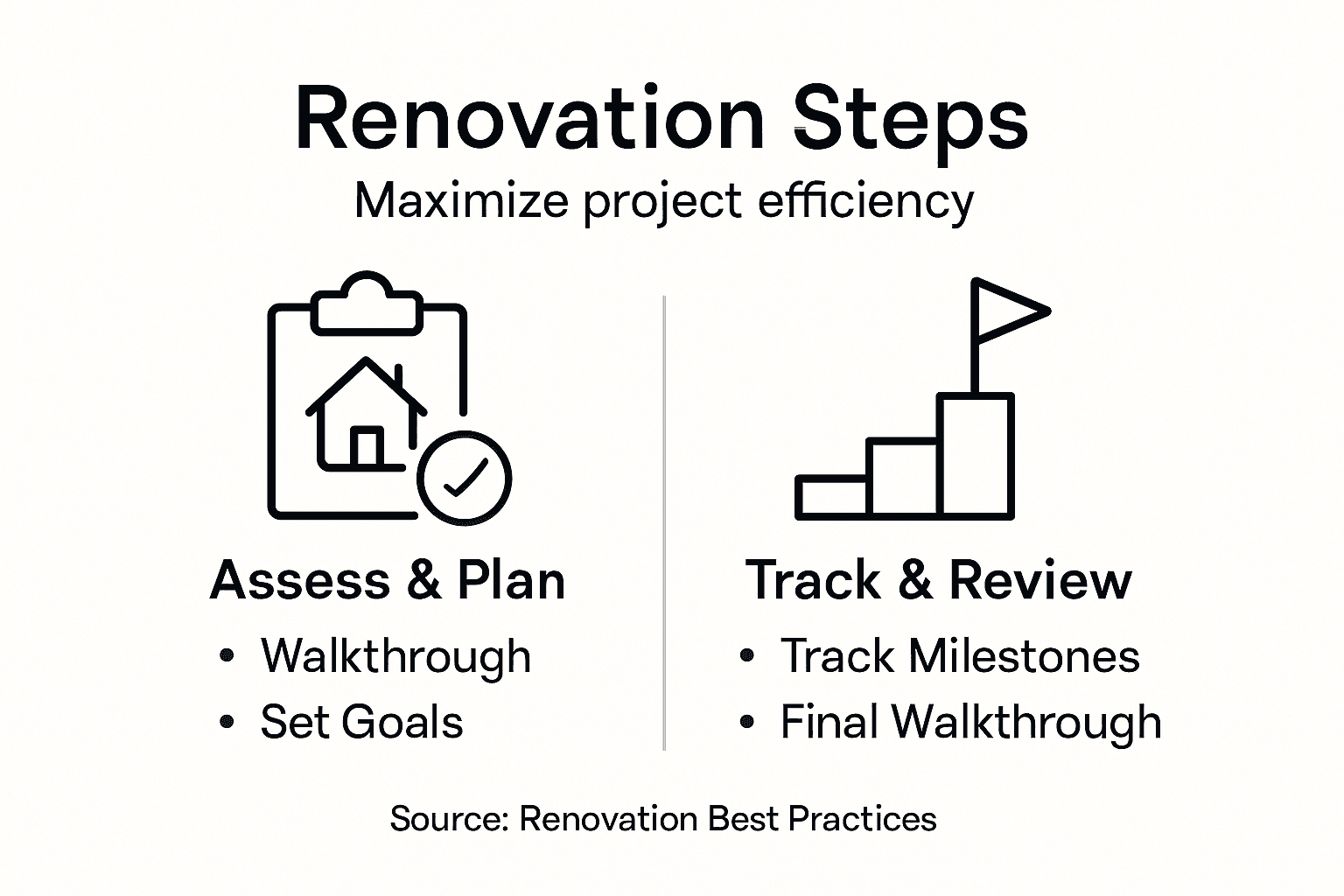 Steps for efficient property renovation infographic