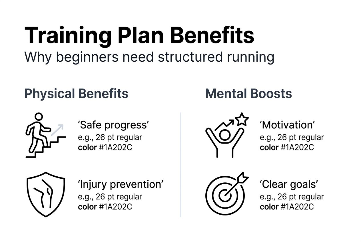 Infographic outlining beginner training plan benefits